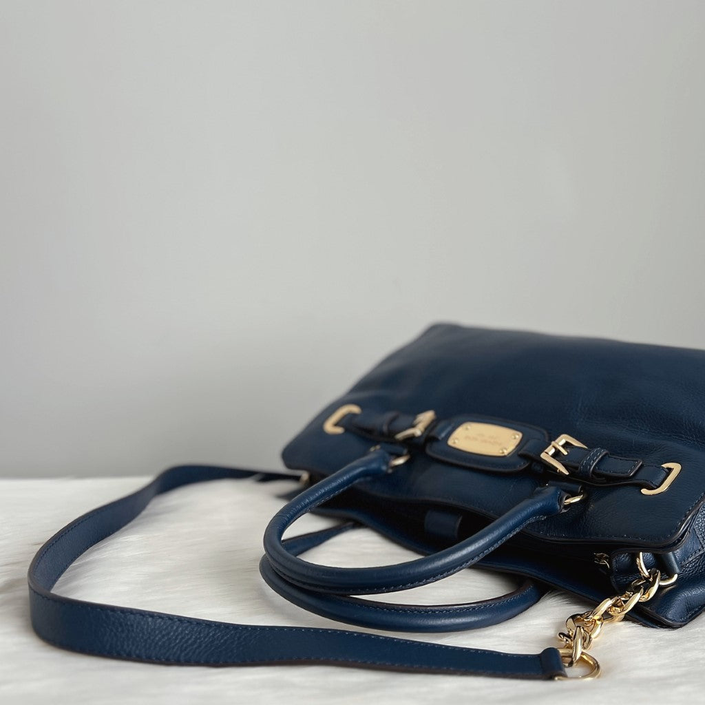 Michael Kors Navy Leather Hamilton 2 Way Shoulder Bag Excellent