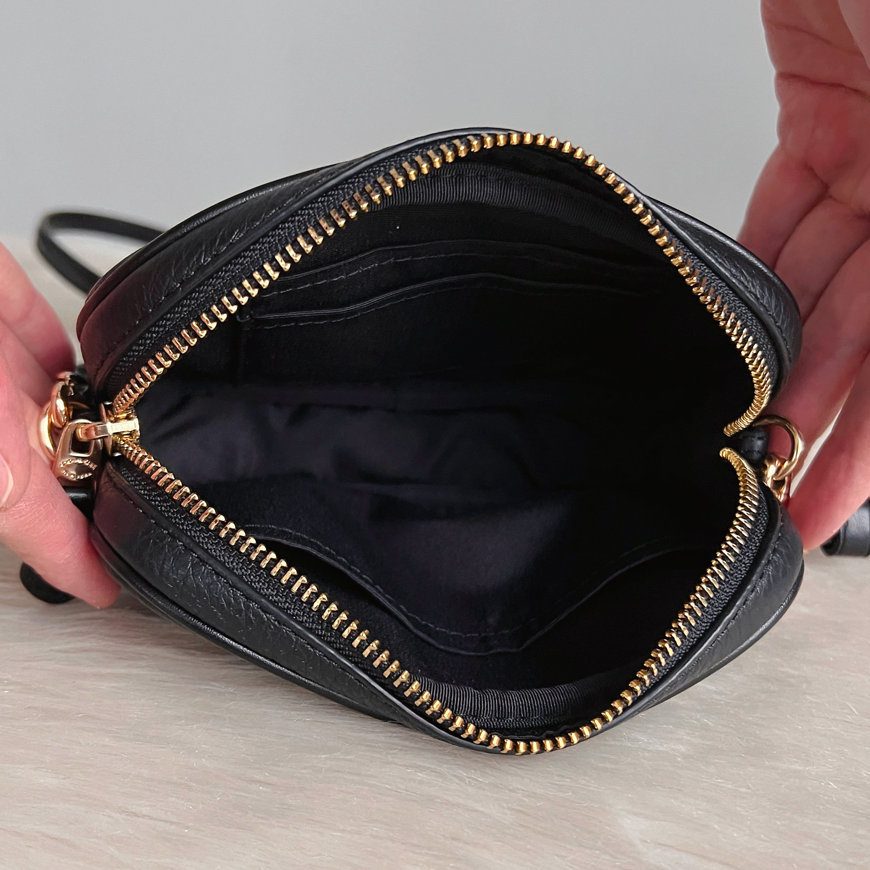 Coach Black Leather 2 Way Crossbody Shoulder Bag + Bum Bag Like New