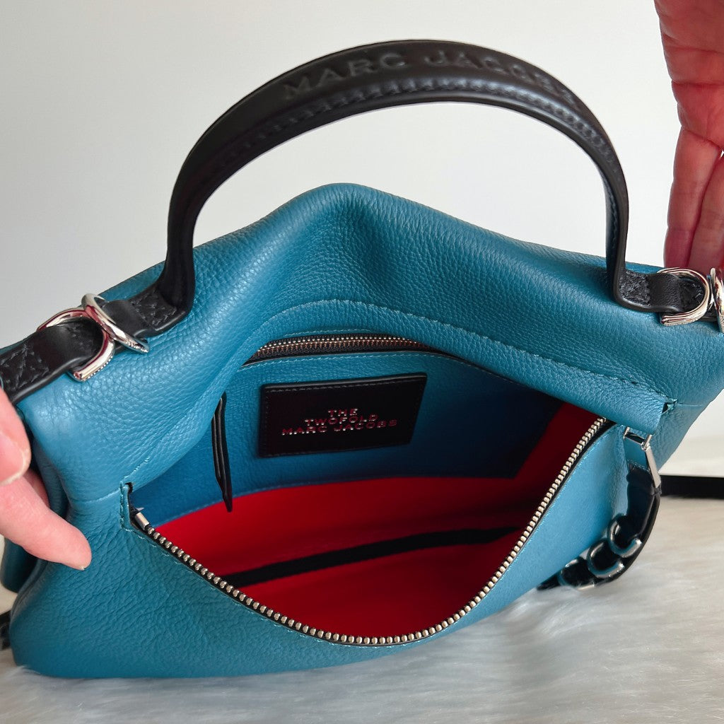 Marc Jacobs Teal Leather Double Compartment 2 Way Shoulder Bag Like New