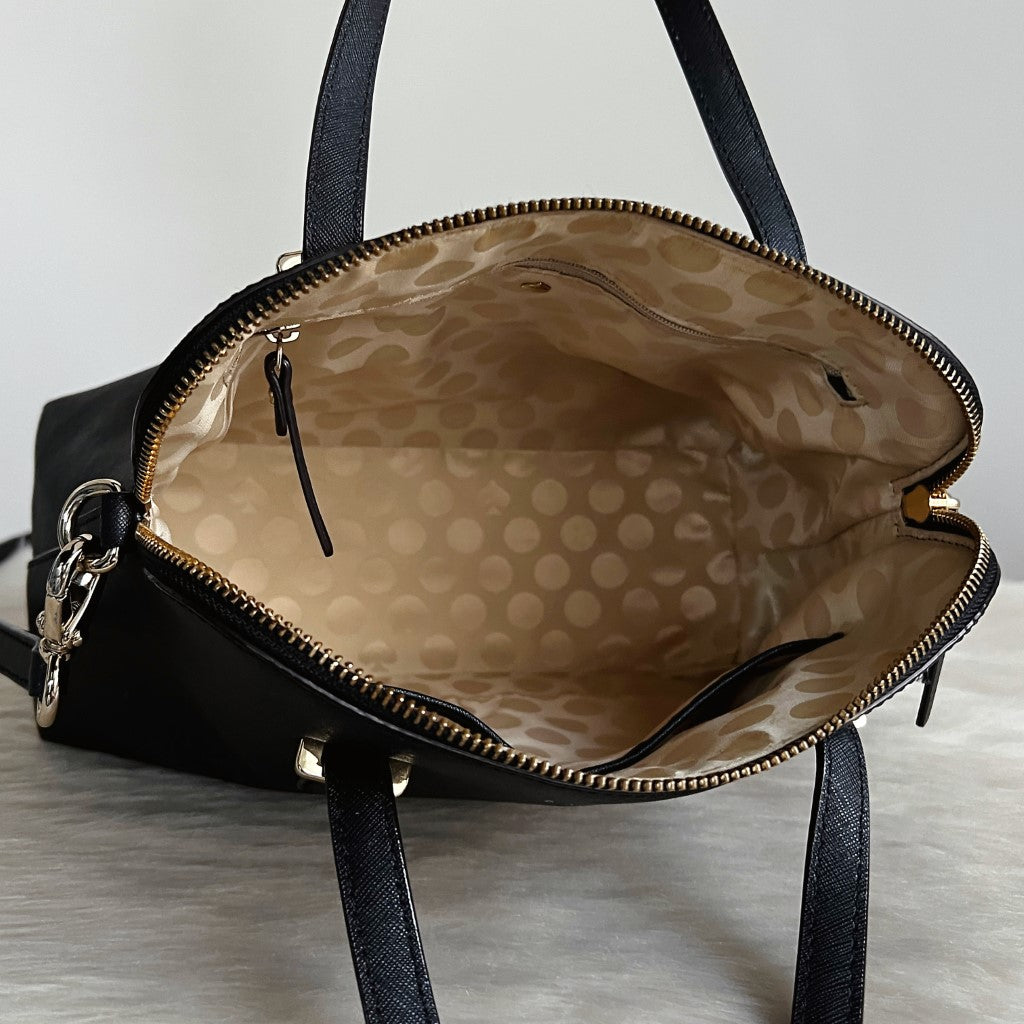Kate Spade Black Leather Front Logo 2 Way Shoulder Bag Like New