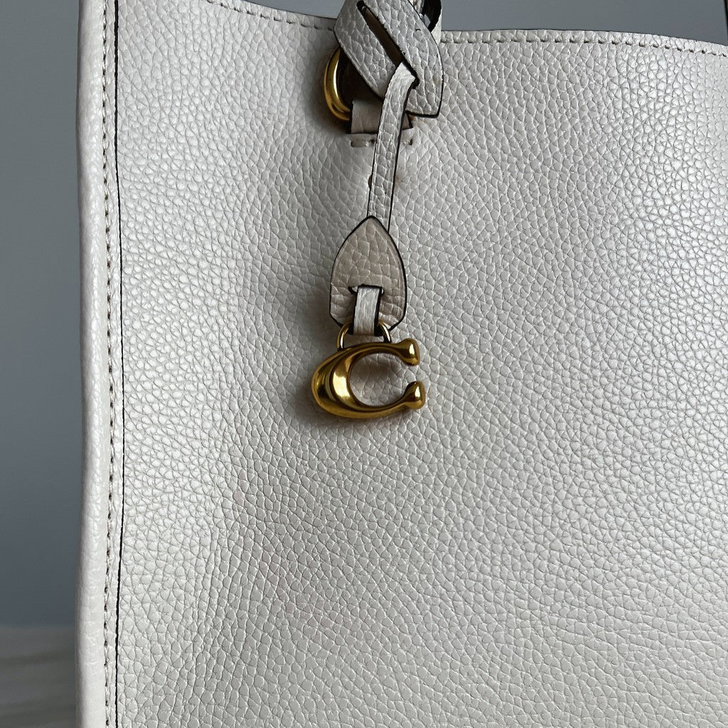 Coach Creamy Leather Triple Compartment Career 2 Way Shoulder Bag