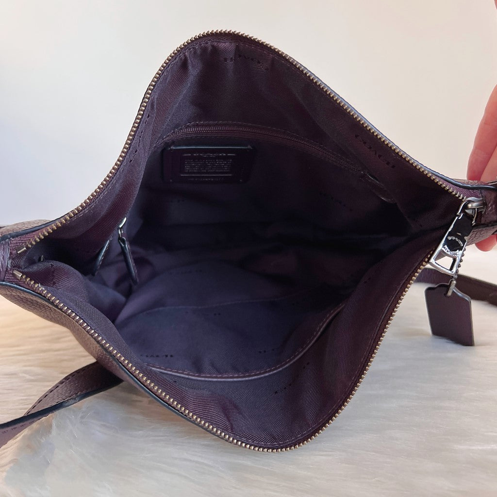 Coach Chocolate Leather Front Logo Bucket Crossbody Shoulder Bag