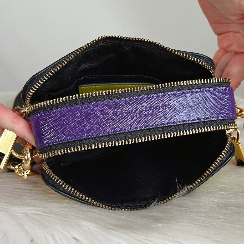 Marc Jacobs Tri-Tone Leather Camera Crossbody Shoulder Bag