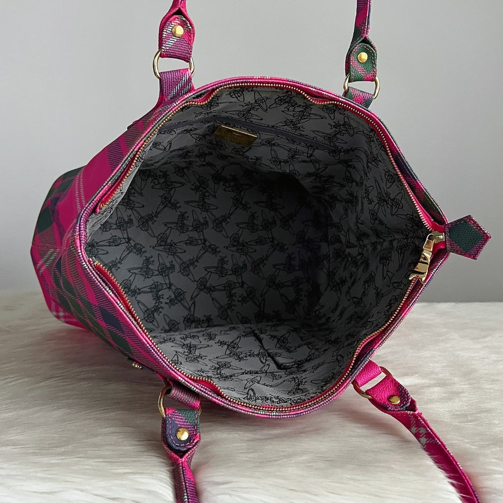 Vivienne Westwood Signature Patterned Carryall Shoulder Bag Excellent