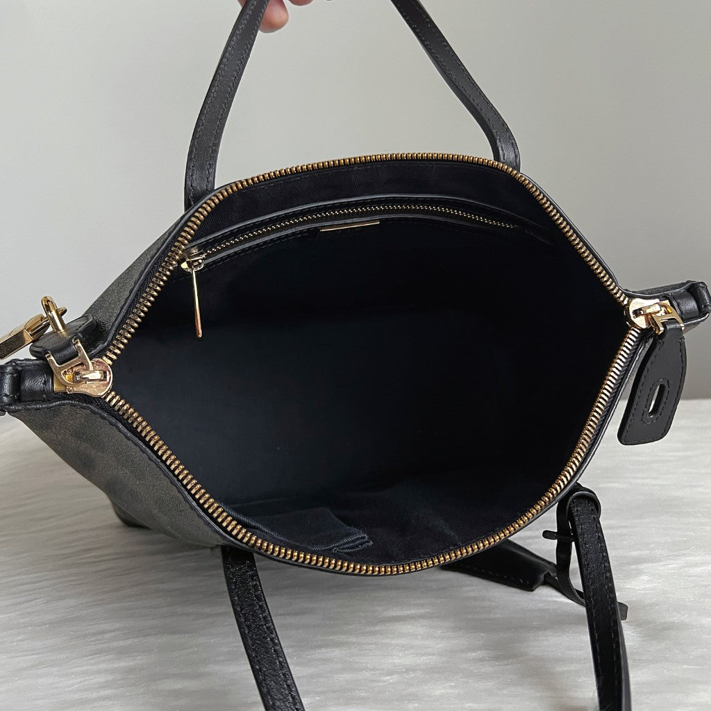 Dolce & Gabbana D&G Black Leather Leopard Pattern Tote Bag Like New