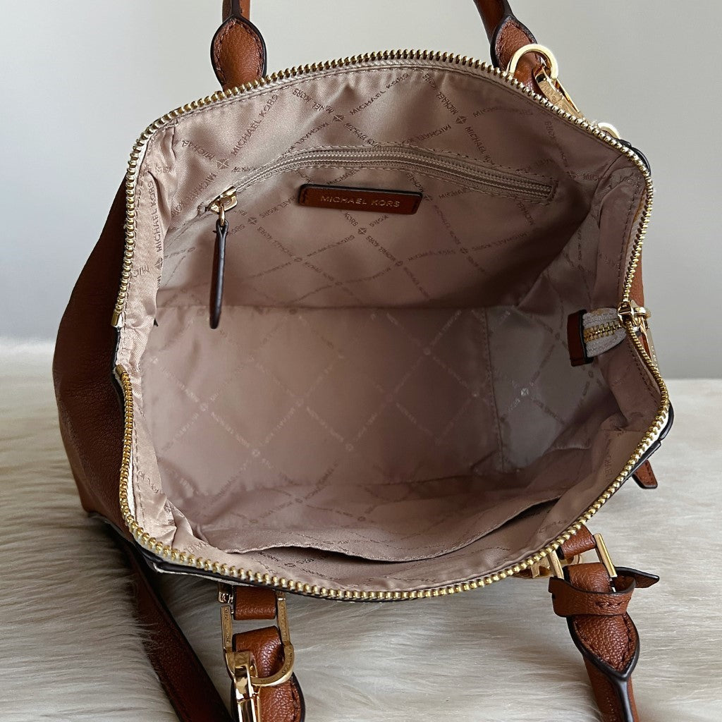 Michael Kors Caramel Leather Monogram 2 Way Shoulder Like New