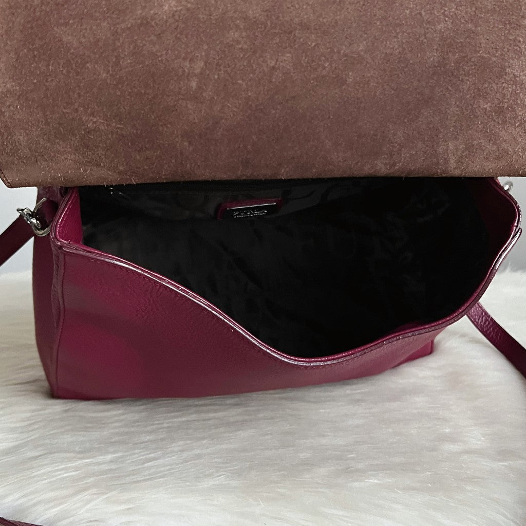 Furla Baudoux Leather Front Logo 2 Way Shoulder Bag Excellent