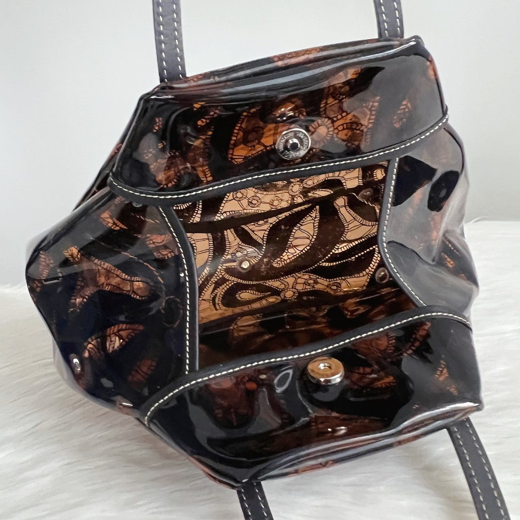 Vivienne Westwood Black Leather Vinyl Holiday Tote Bag + Pouch Excellent