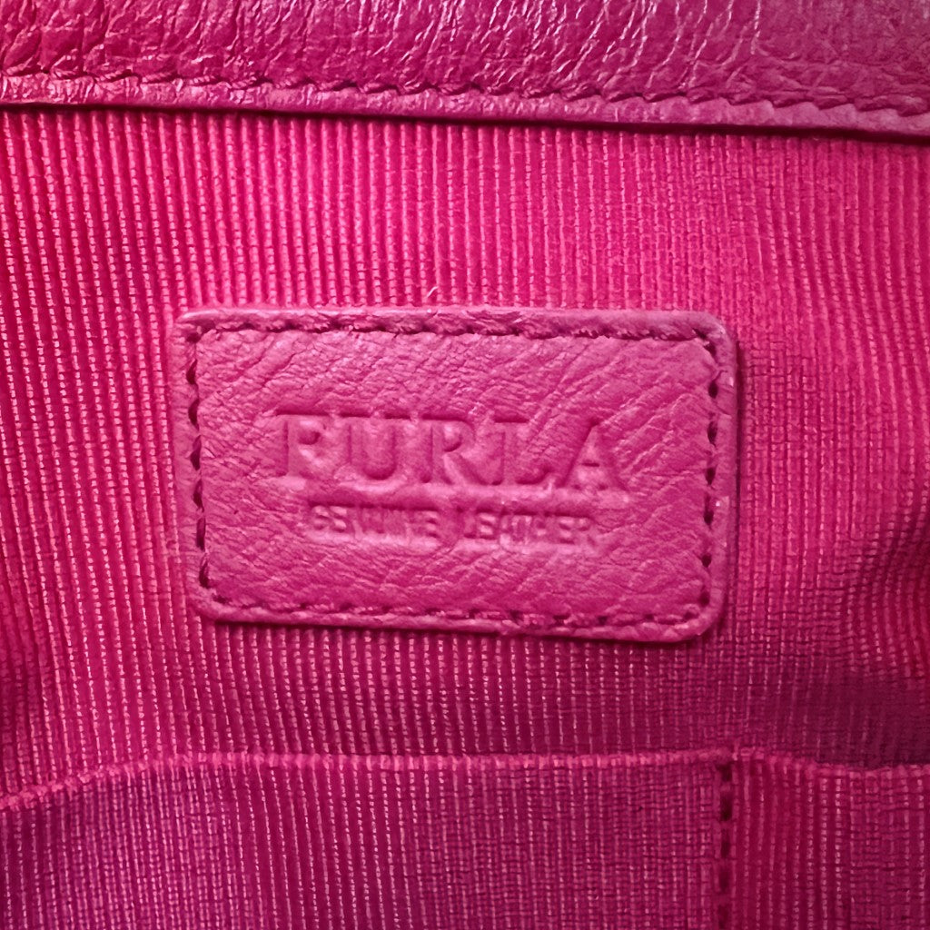 Furla Fuchsia Leather Triple Compartment Tote Bag Like New