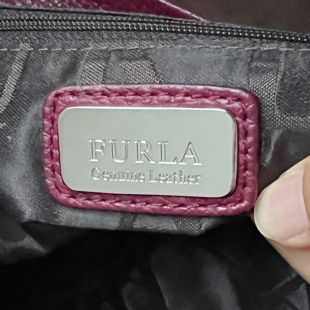 Furla Baudoux Leather Front Logo 2 Way Shoulder Bag Excellent
