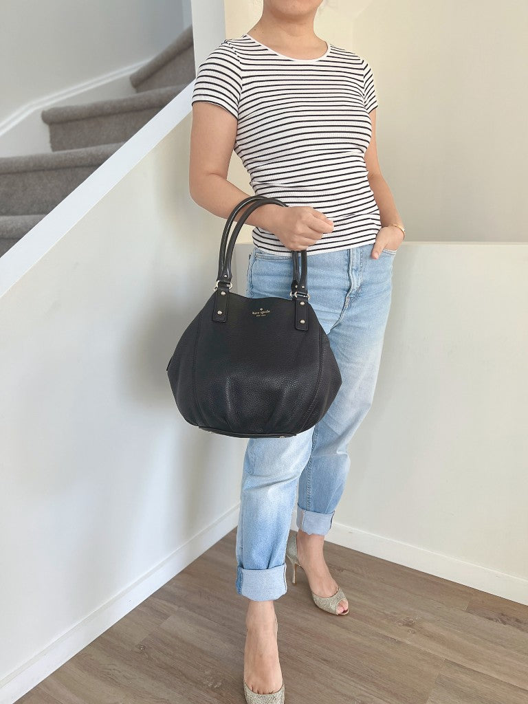 Kate Spade Black Leather Triple Compartment Shoulder Bag Excellent