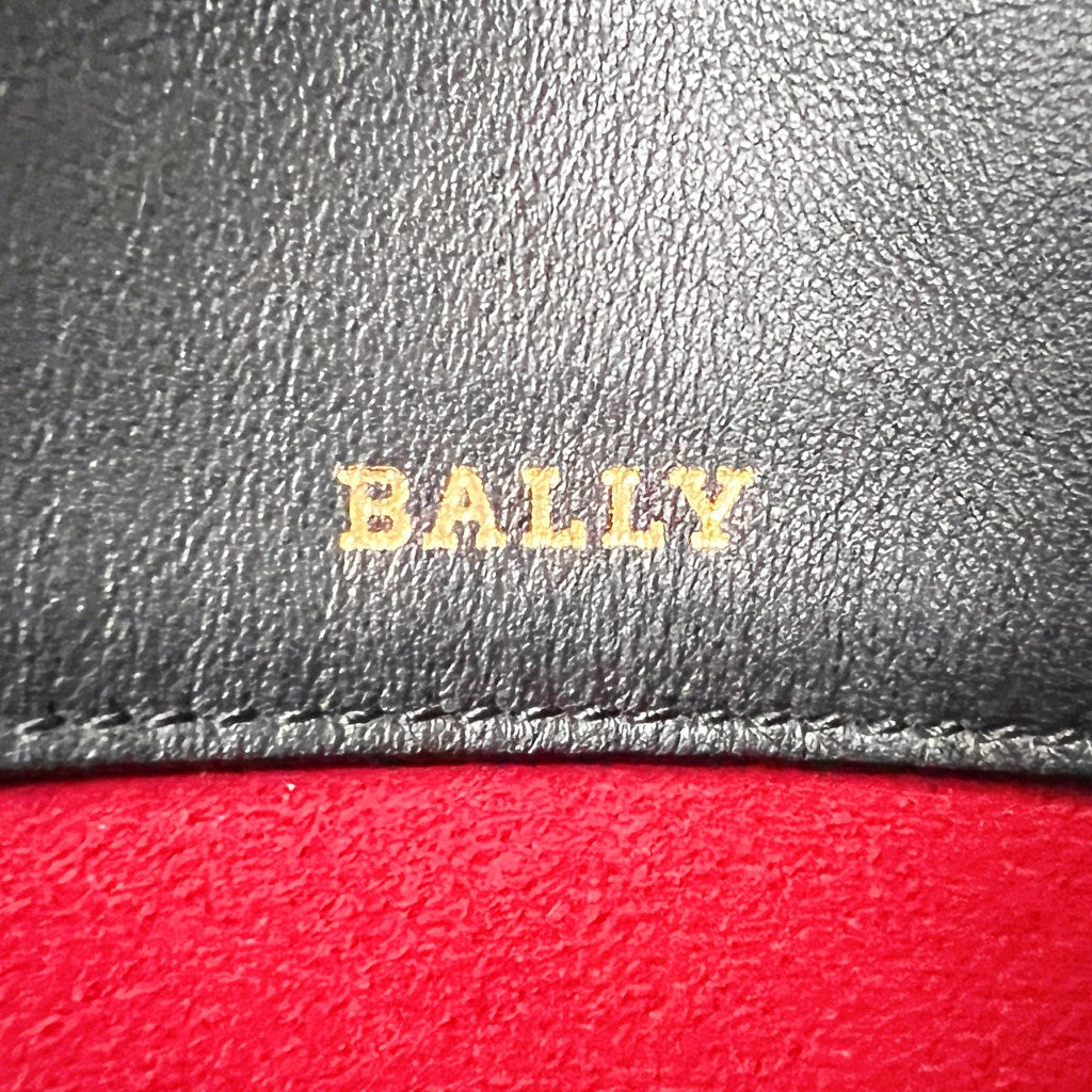 Bally Black Leather Chain Detail Double Compartment Shoulder Bag Excellent