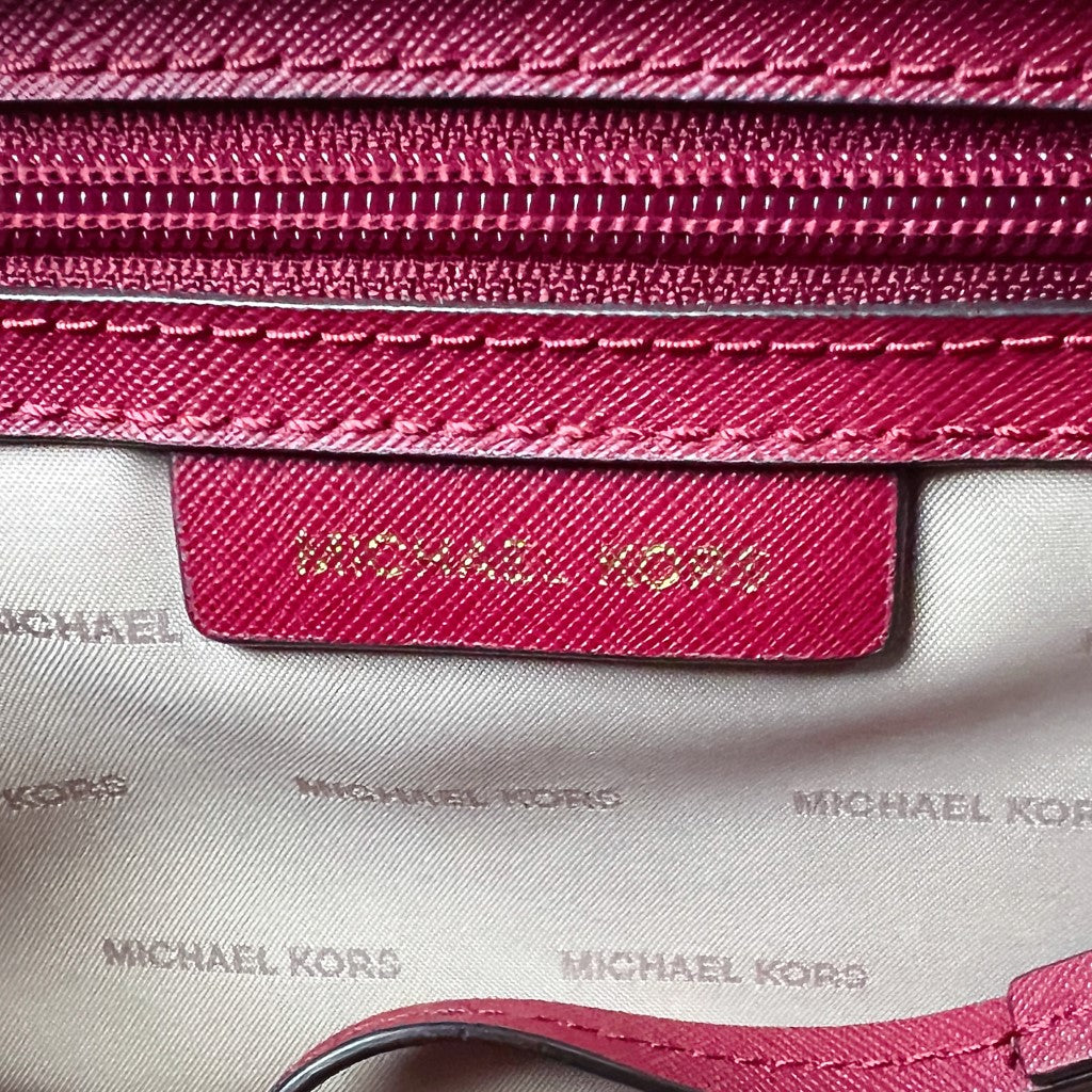 Michael Kors Burgundy Saffiano Leather Front Logo Crossbody Shoulder Bag Excellent