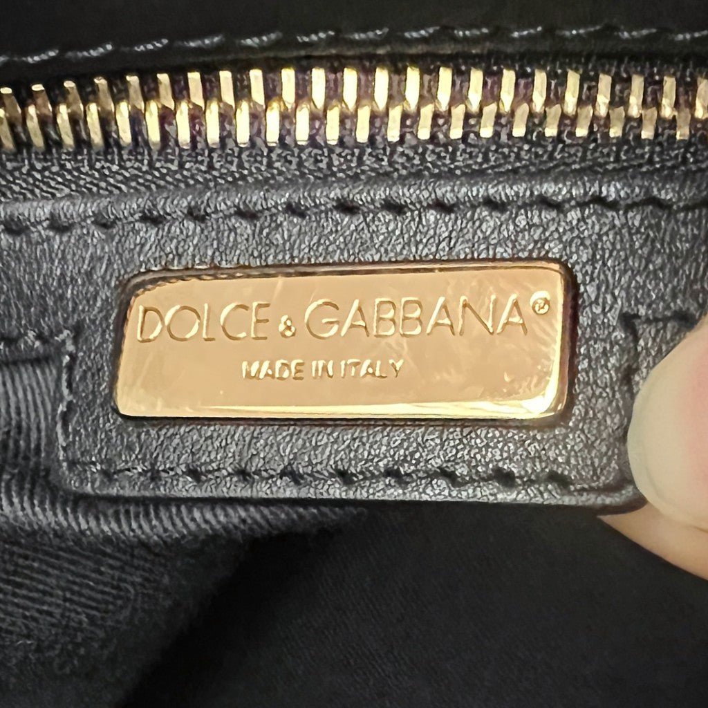 Dolce & Gabbana D&G Black Leather Leopard Pattern Tote Bag Like New