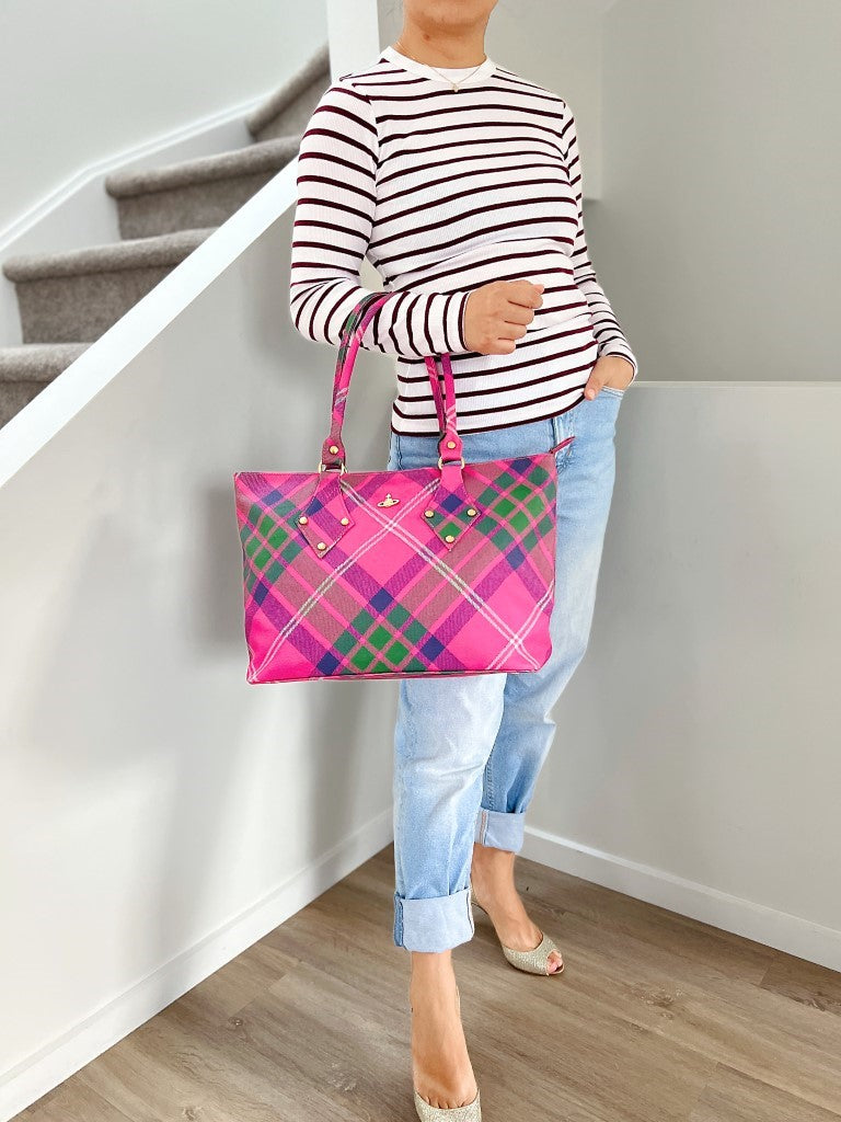 Vivienne Westwood Signature Patterned Carryall Shoulder Bag Excellent