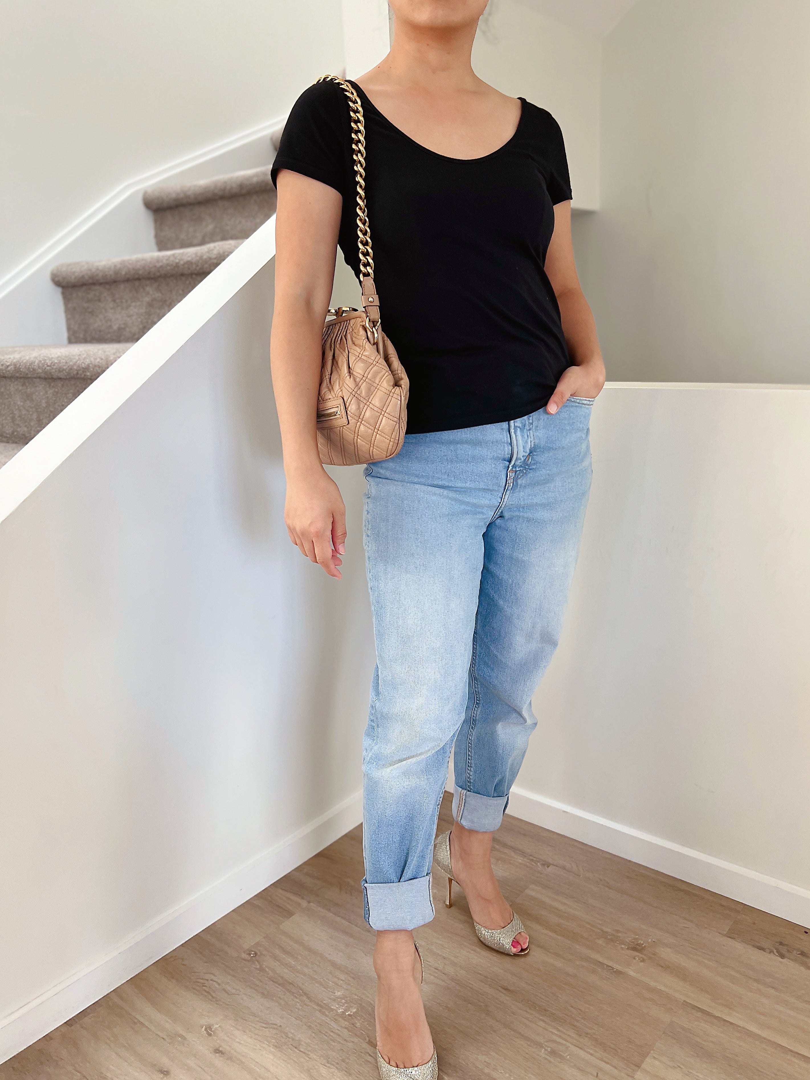 Marc Jacobs Beige Leather Quilted Chain Shoulder Bag