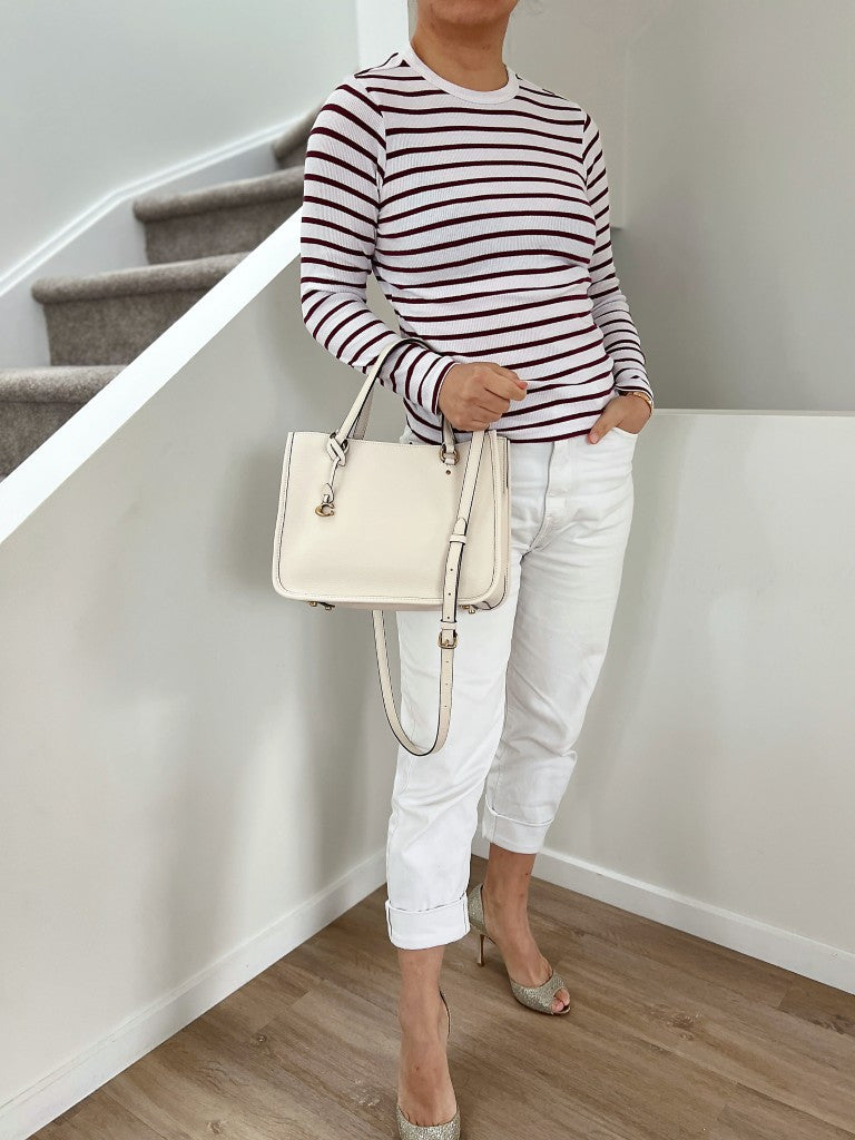 Coach Creamy Leather Triple Compartment Career 2 Way Shoulder Bag