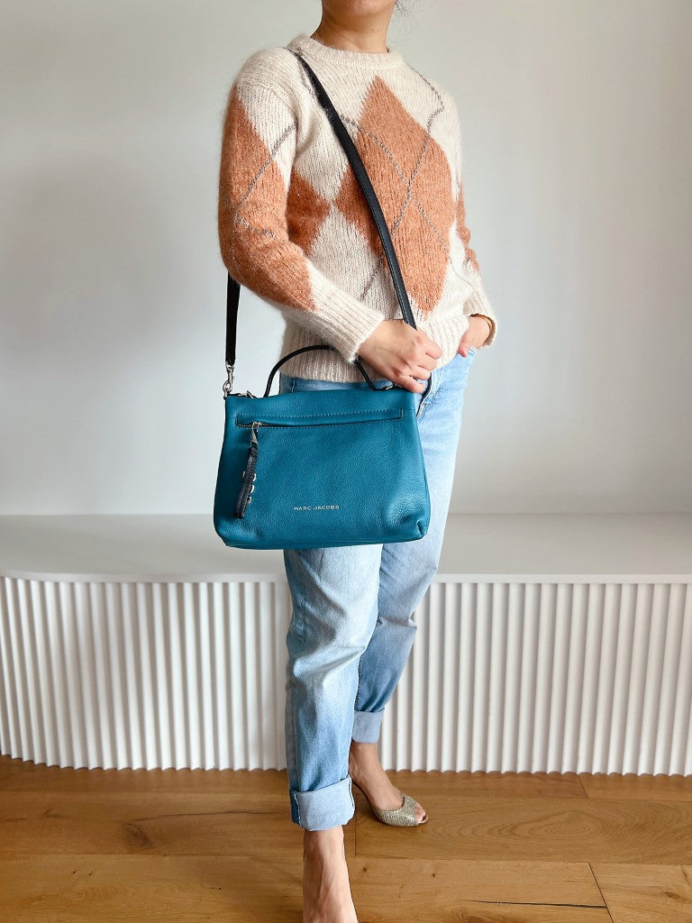 Marc Jacobs Teal Leather Double Compartment 2 Way Shoulder Bag Like New