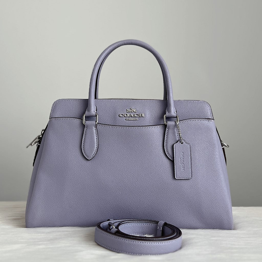 Coach Lavender Leather Triple Compartment 2 Way Shoulder Bag Like New