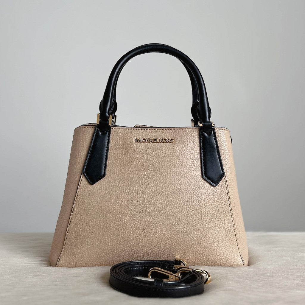 Michael Kors Two Tone Leather Triple Compartment 2 Way Shoulder Bag Like New