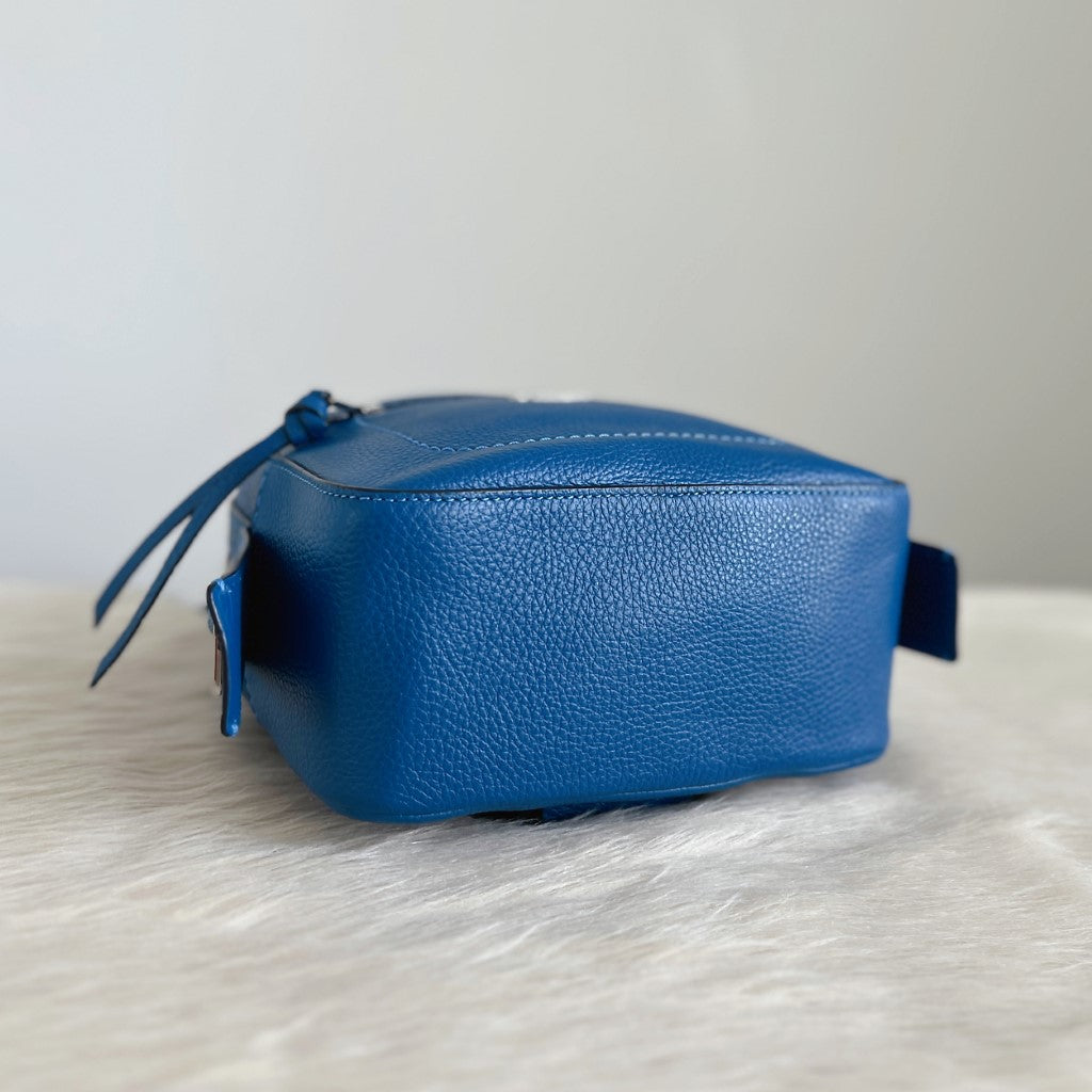 Coach Blue Leather Front Logo 3 Way Mini Backpack Like New
