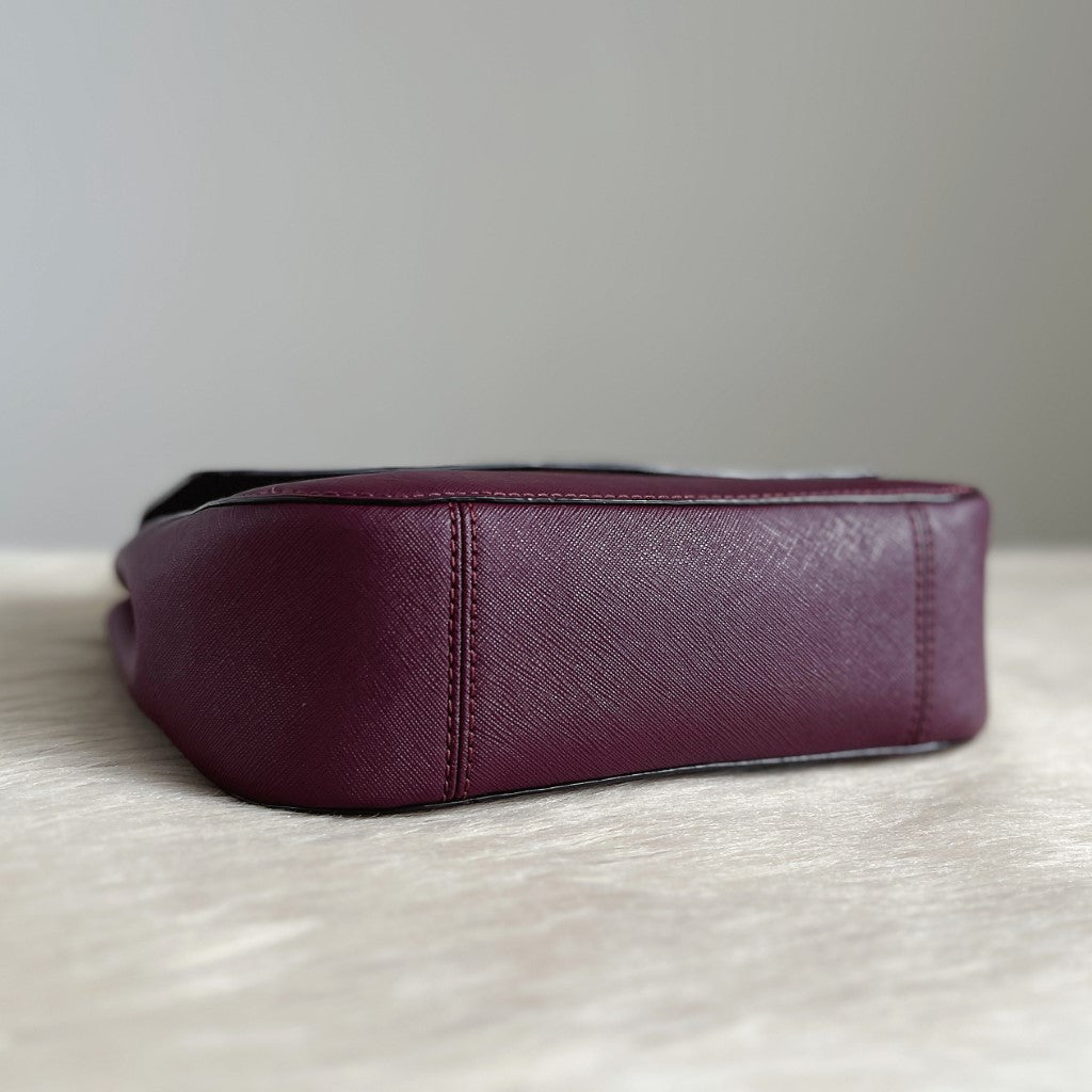 Kate Spade Bordeaux Leather Flap Crossbody Shoulder Bag