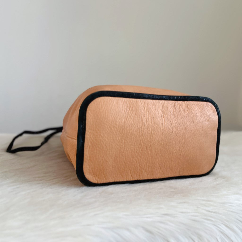 See by Chloe Two Tone Leather Drawstring Bucklet Shoulder Bag Excellent