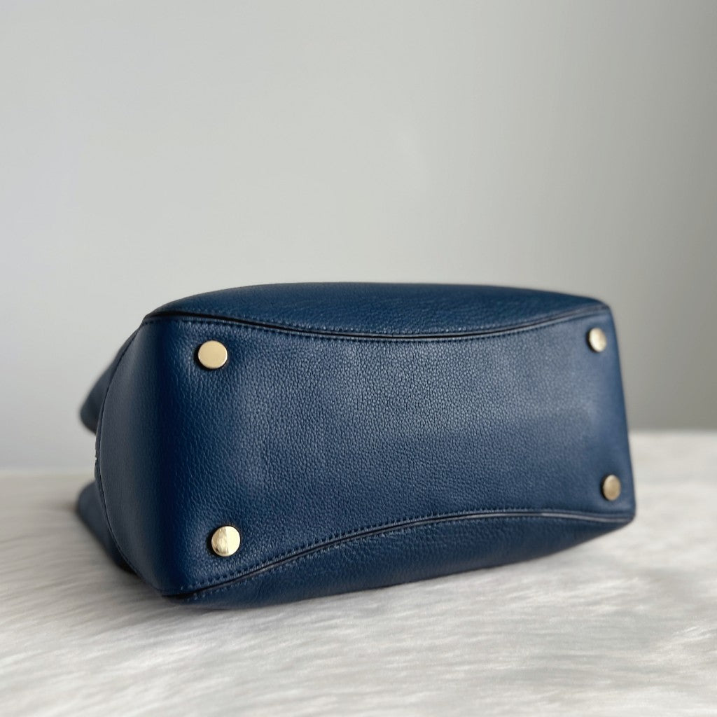 Michael Kors Navy Leather Triple Compartment 2 Way Shoulder Bag Excellent