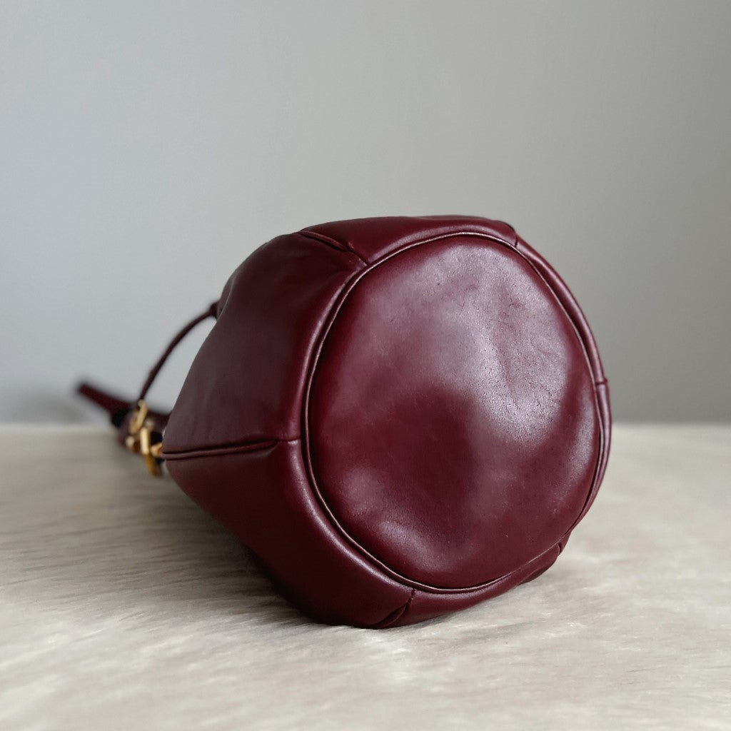 Cartier Signature Bordeaux Leather Front Embossed Logo Crossbody Shoulder Bag