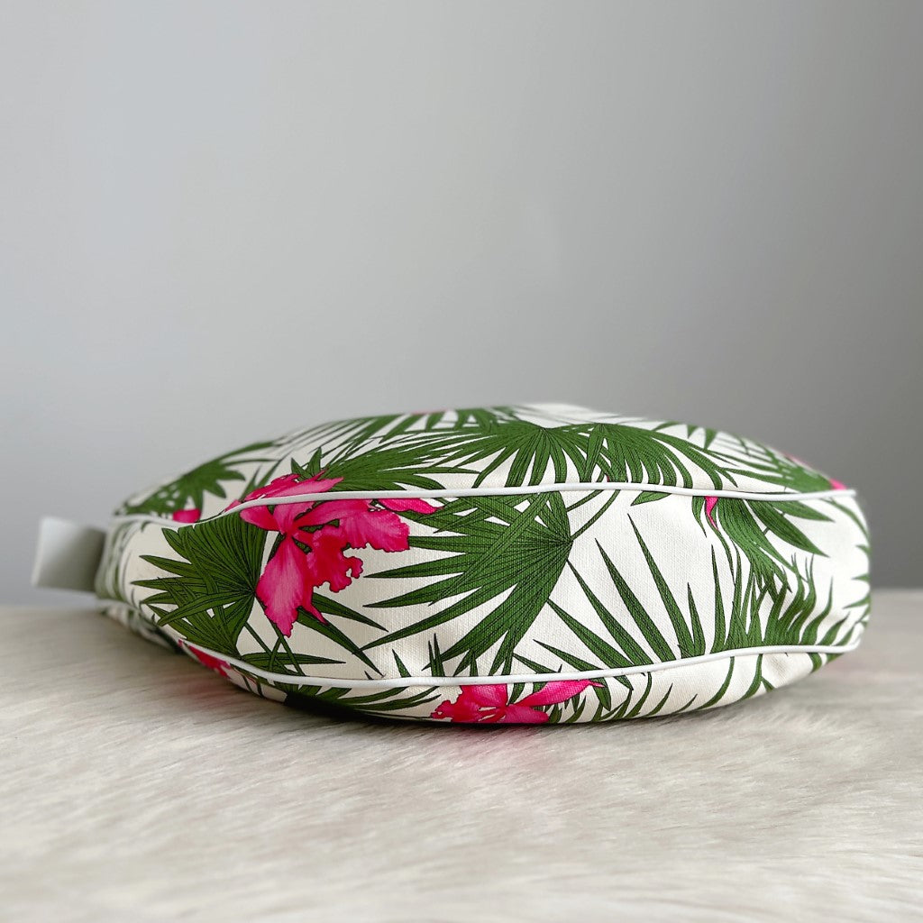 Celine White Leather Floral Slouchy Holiday Crossbody Shoulder Bag Excellent