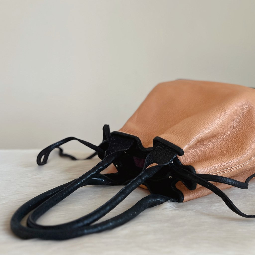 See by Chloe Two Tone Leather Drawstring Bucklet Shoulder Bag Excellent