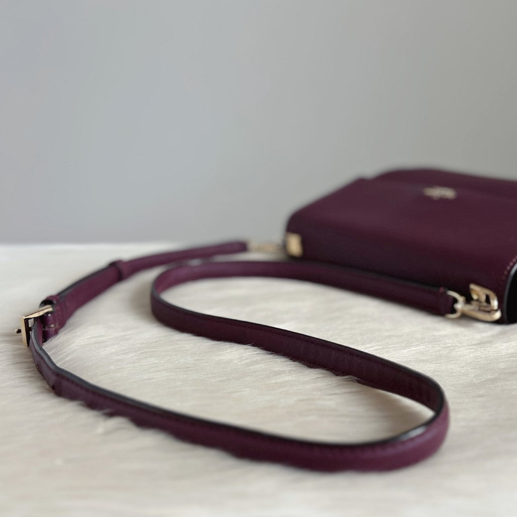 Kate Spade Bordeaux Leather Flap Crossbody Shoulder Bag