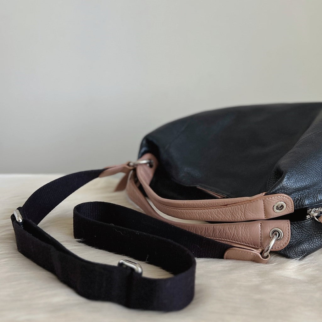 Furla Two Tone Leather Slouchy Side Zip Detail 2 Way Shoulder Bag