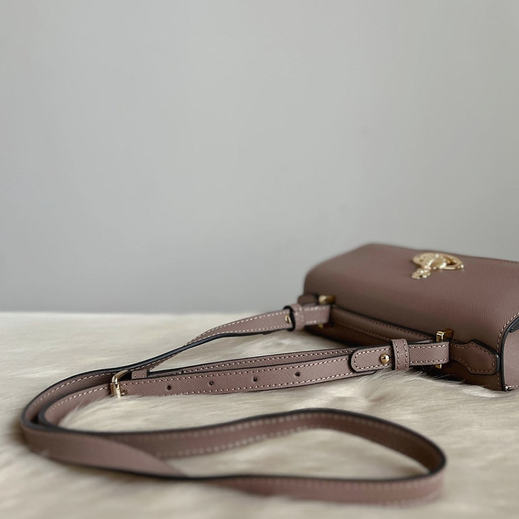 Vivienne Westwood Taupe Leather Front Logo 2 Way Shoulder Bag Like New