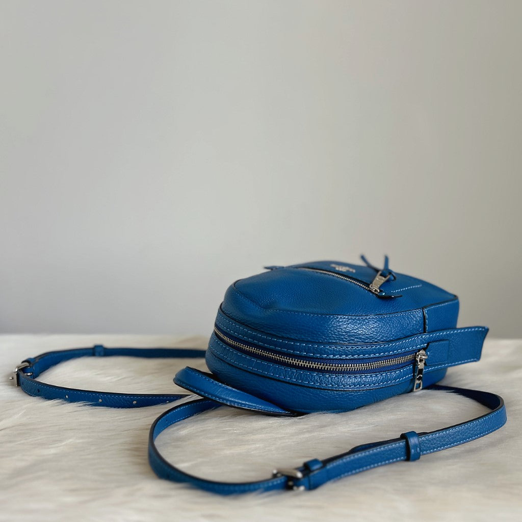 Coach Blue Leather Front Logo 3 Way Mini Backpack Like New