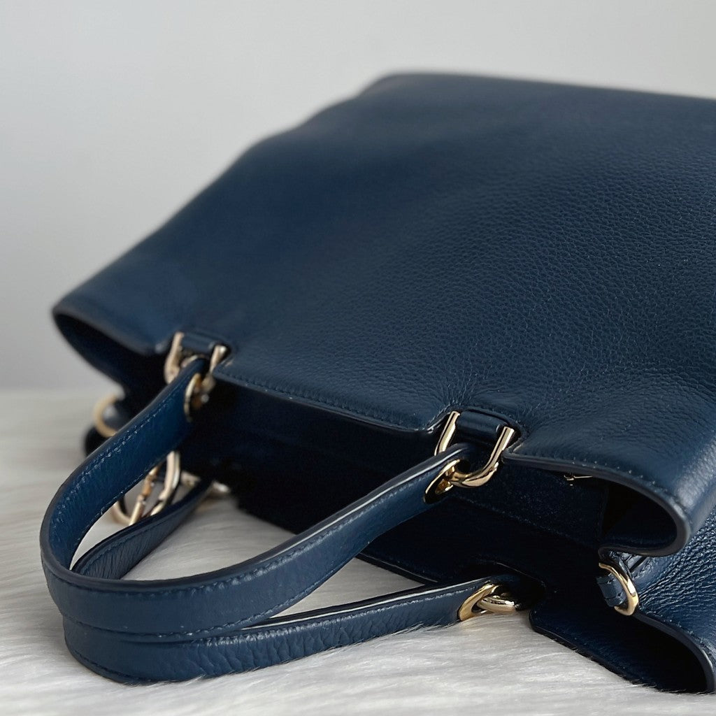 Michael Kors Navy Leather Triple Compartment 2 Way Shoulder Bag Excellent