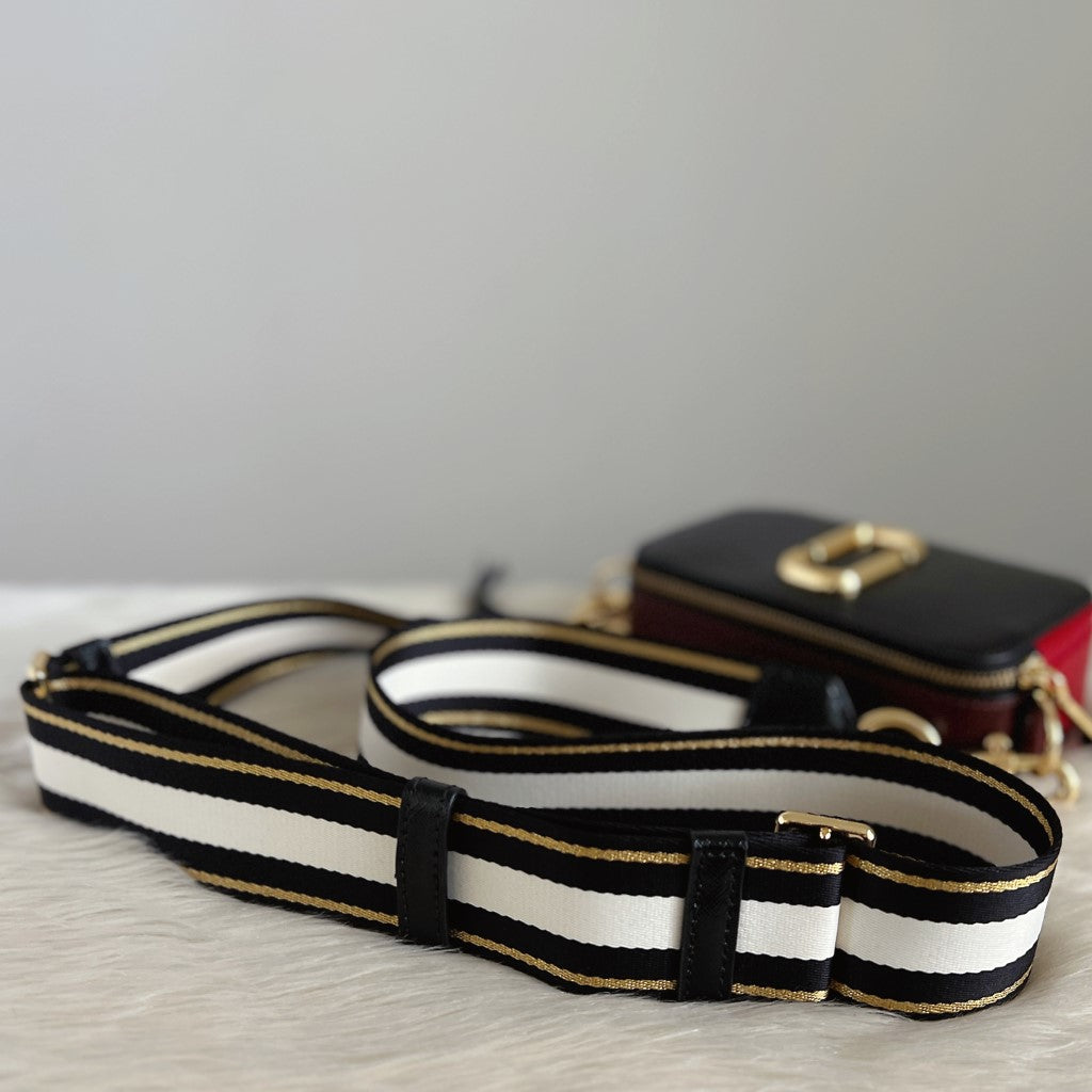 Marc Jacobs Tri-Tone Leather Camera Crossbody Shoulder Bag Excellent
