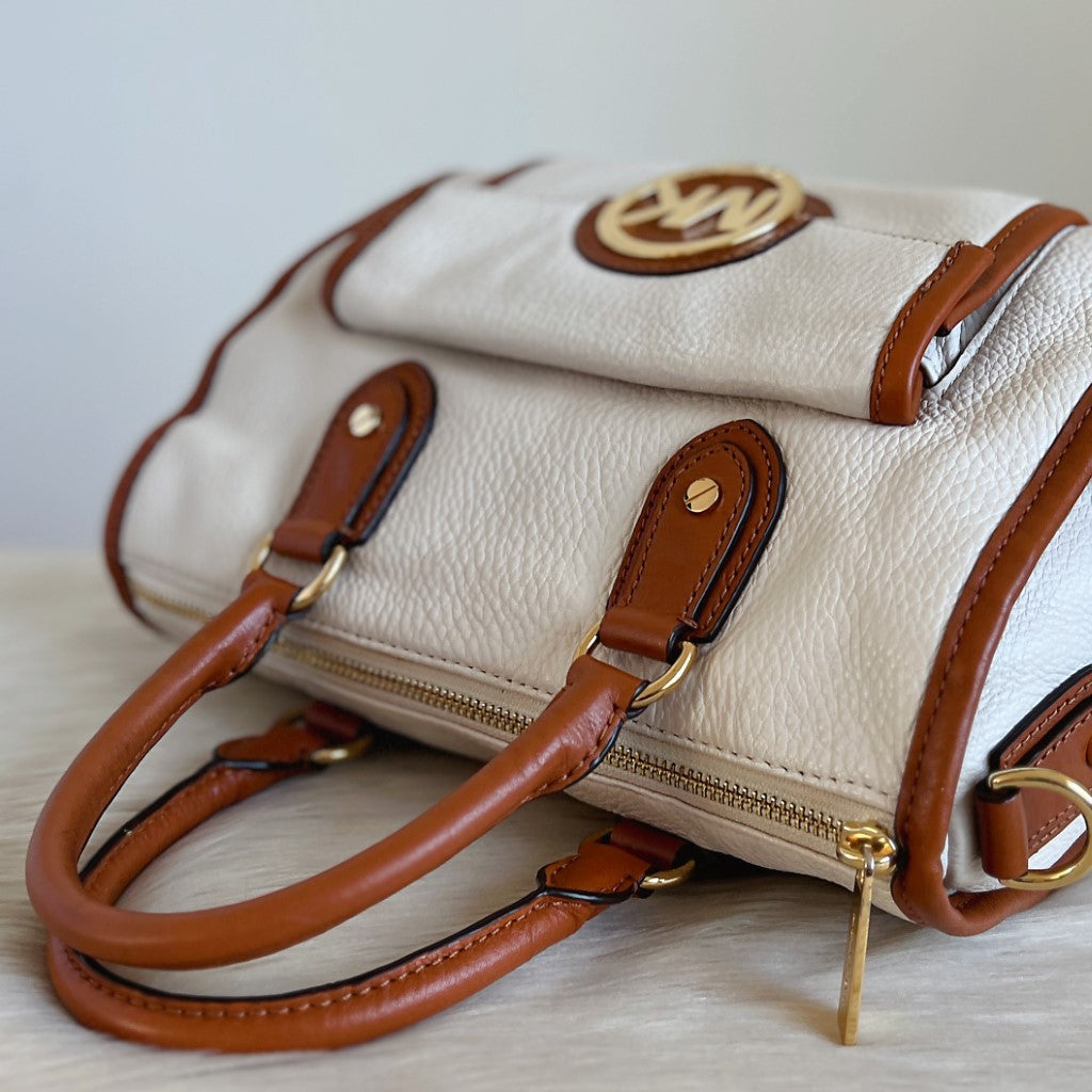 Michael Kors Two Tone Leather Boston Tote Bag