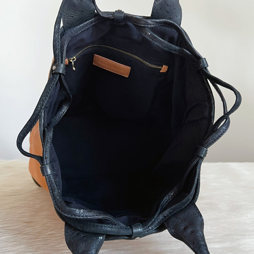 See by Chloe Two Tone Leather Drawstring Bucklet Shoulder Bag Excellent