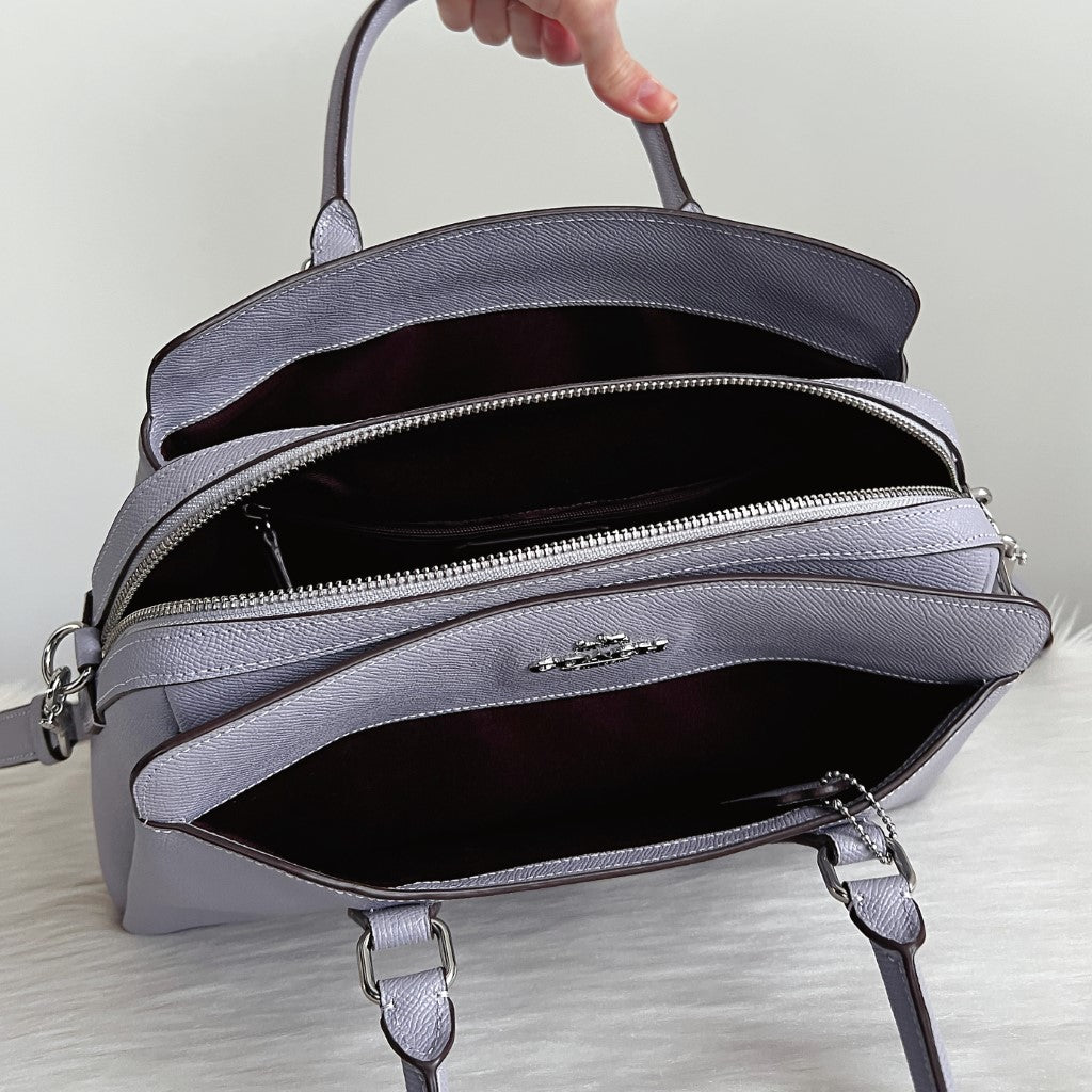 Coach Lavender Leather Triple Compartment 2 Way Shoulder Bag Like New