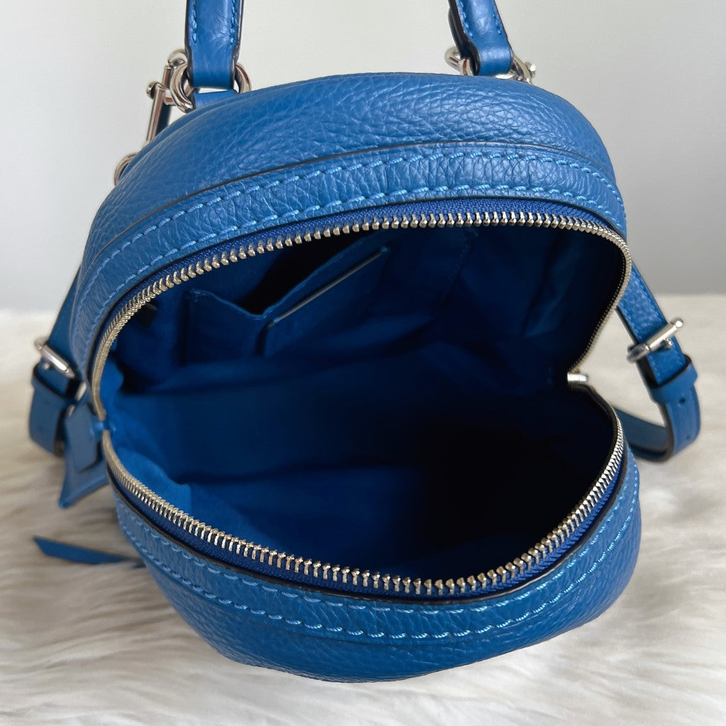 Coach Blue Leather Front Logo 3 Way Mini Backpack Like New