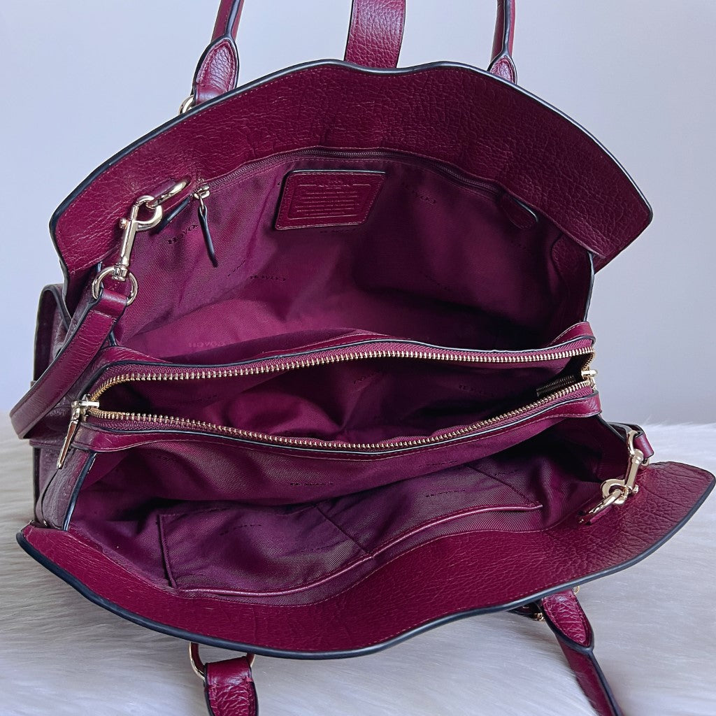 Coach Boudaux Leather Trun Lock Triple Compartment 2 Way Shoulder Bag Like New
