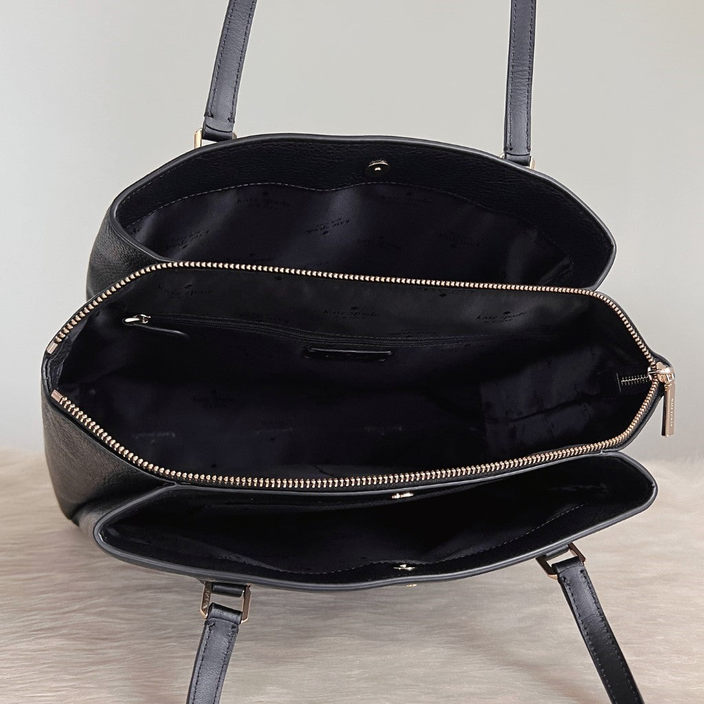 Kate Spade Black Leather Triple Compartment Shoulder Bag Excellent