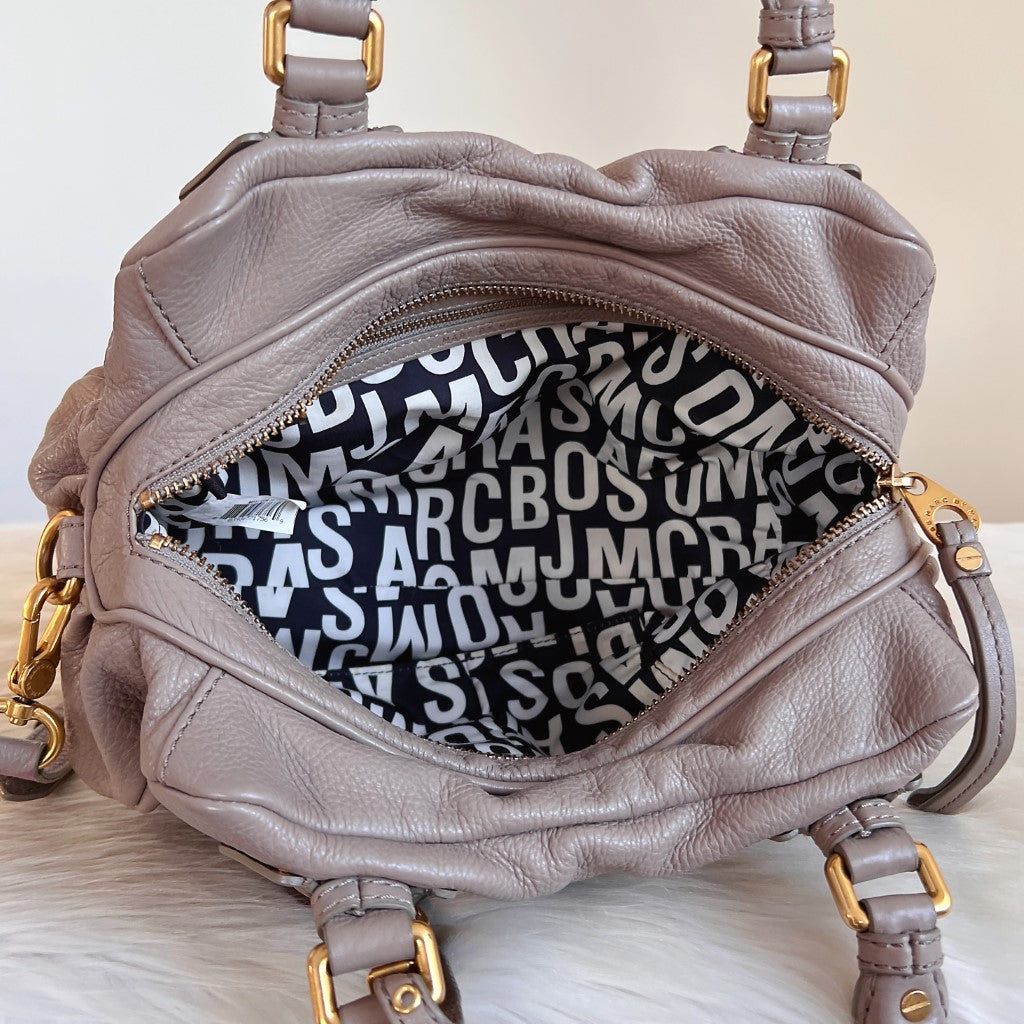 Marc Jacobs Taupe Leather Classic Q 2 Way Shoulder Bag
