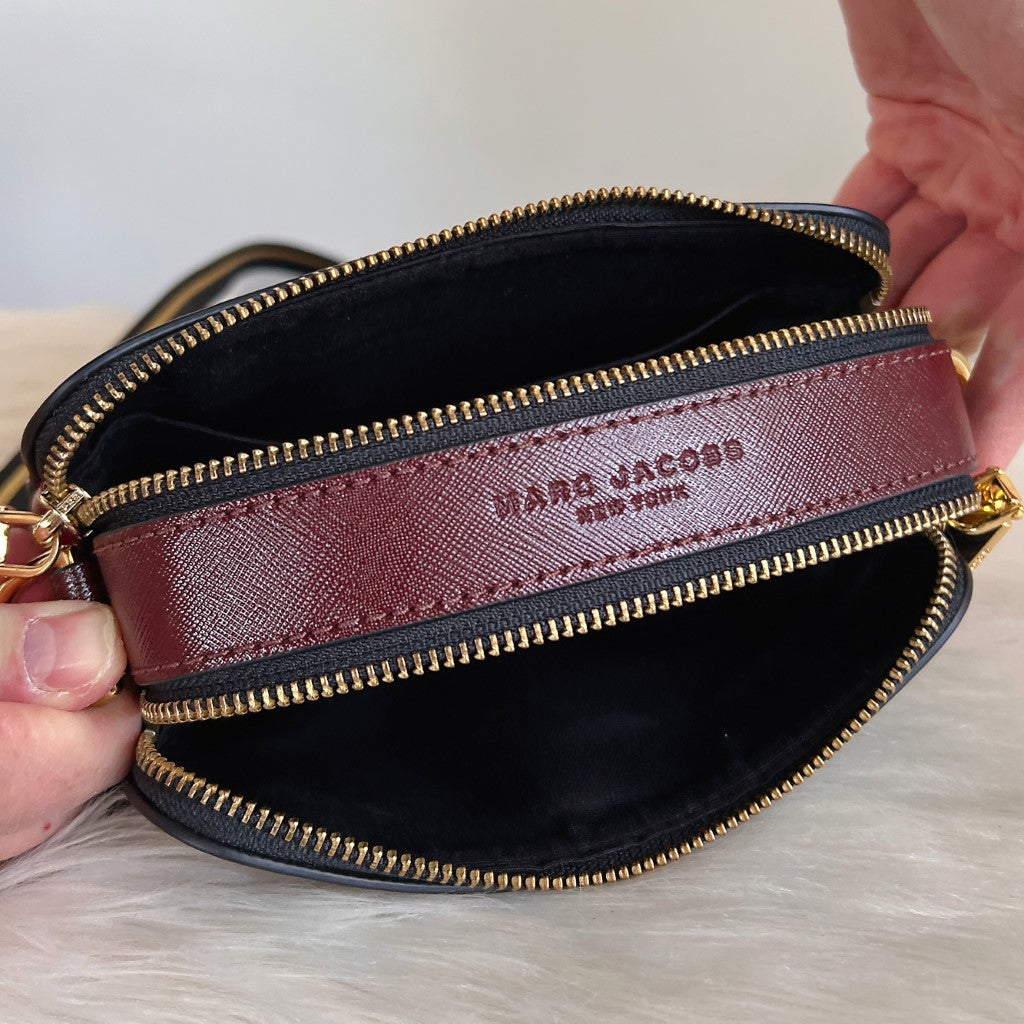 Marc Jacobs Tri-Tone Leather Camera Crossbody Shoulder Bag Excellent