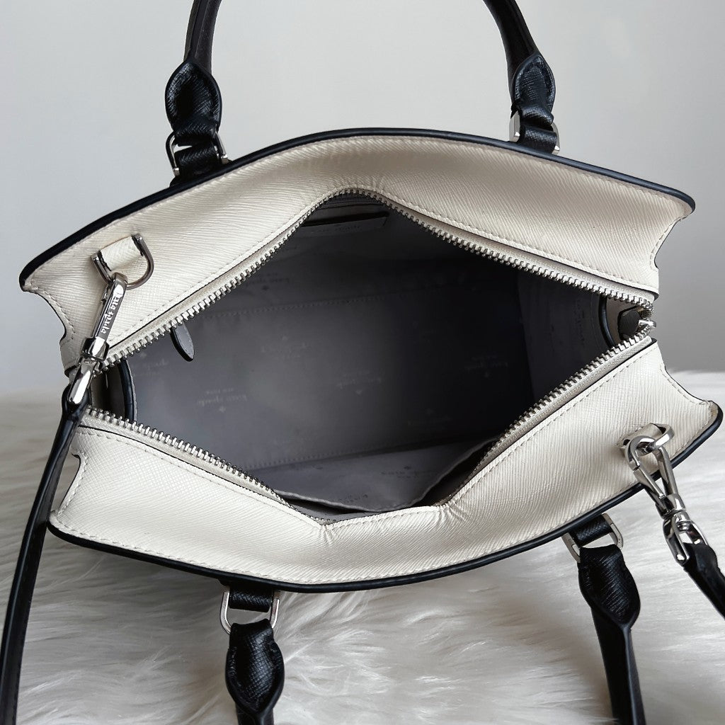 Kate Spade Tri Tone Leather Front Logo 2 Way Shoulder Bag Like New