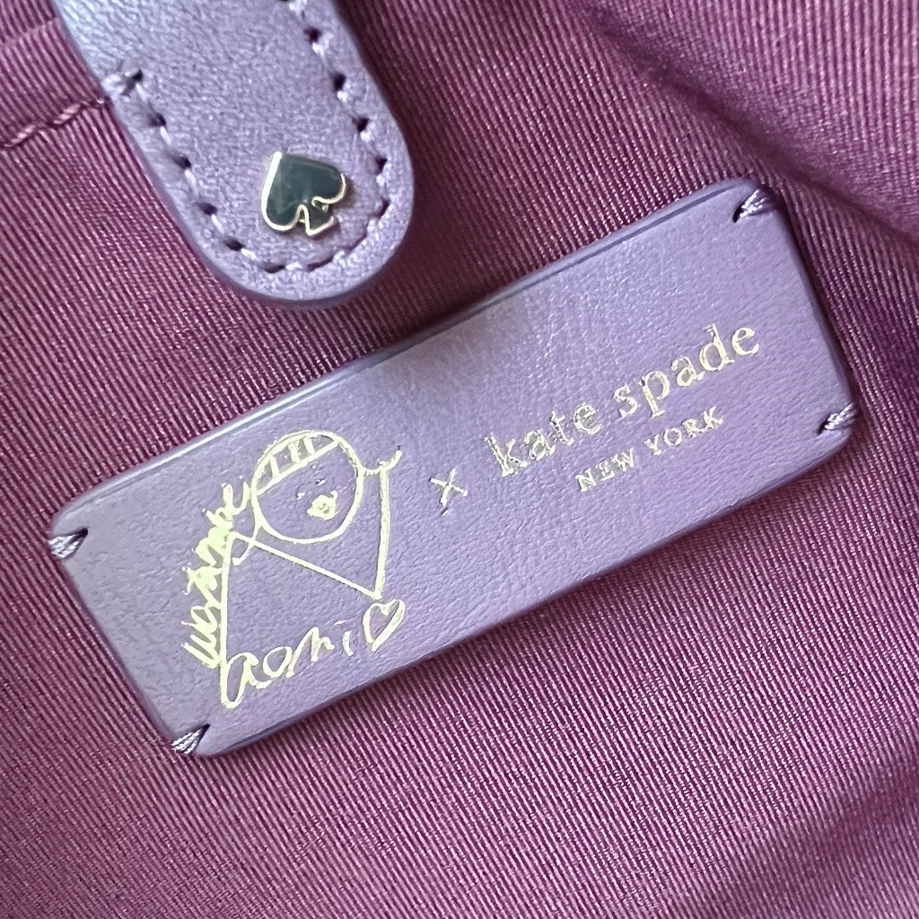 Kate Spade Purple Fur Large Carryall Shoulder Bag + Pouch Excellent