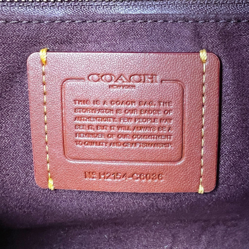 Coach Tri-Tone Leather Suede Patchwork Small Book Tote 2 Way Shoulder Bag Like New
