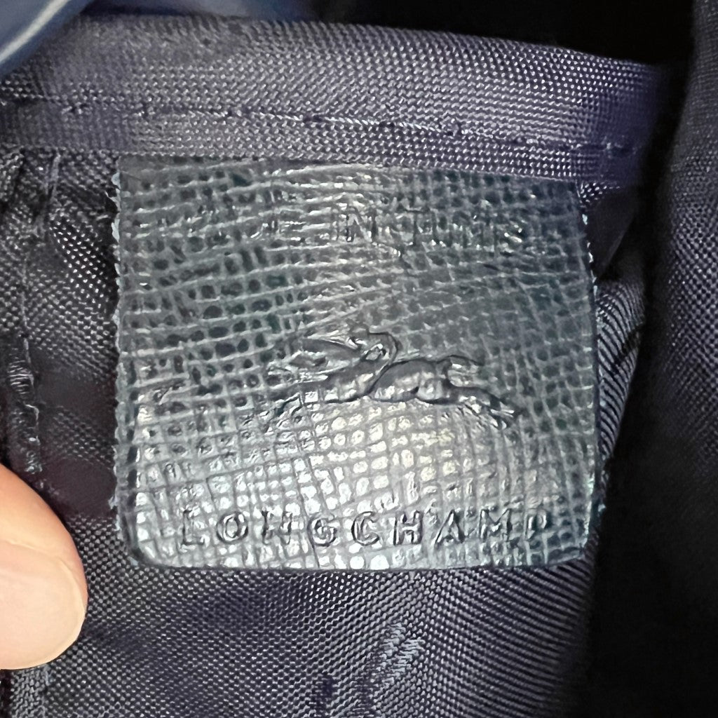 Longchamp Navy Leather Trim Double Compartment Backpack Like New