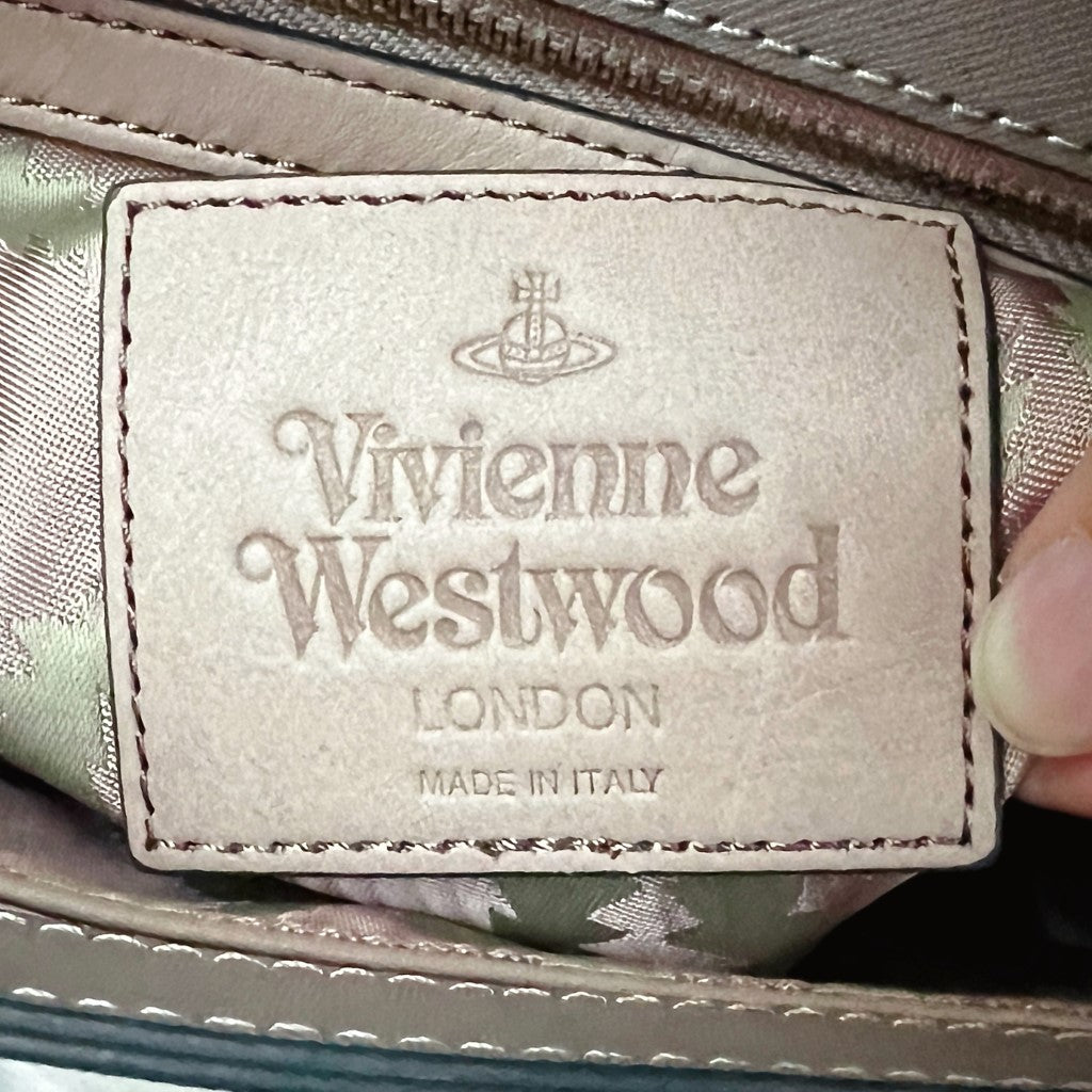 Vivienne Westwood Taupe Leather Front Logo 2 Way Shoulder Bag Like New